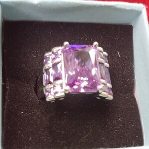 Elegant Purple Gemstone Ring Size 13